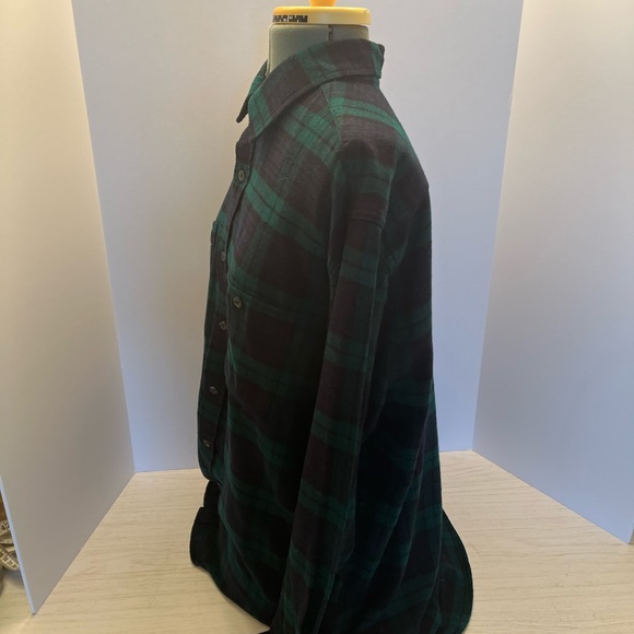 Eddie Bauer Men's Plaid Flannel Button Down Shirt Size L Blue Green. - Picture 4 of 11
